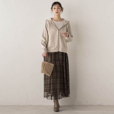 ドロワット ロートレアモンフロッキーチェックスカート　新品　2 茶　匿名配送 フロッキーチェックスカート≪手洗い可能≫ | Droite lautreamont