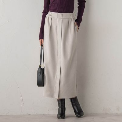 ＜Droite lautreamont (Women)＞フェイクスエードフロント切替えナロースカート≪手洗い可能≫