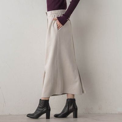 フェイクスエードフロント切替えナロースカート≪手洗い可能