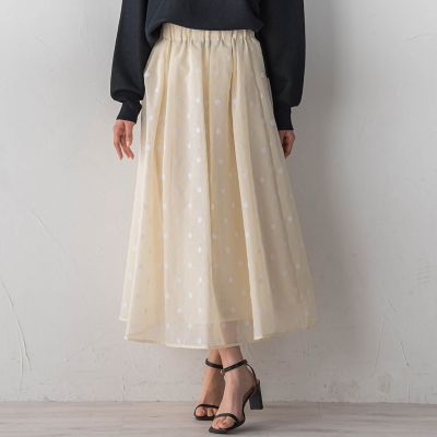 ＜Droite lautreamont (Women)＞【ＷＥＢ限定】麻調シアーフロッキードットスカート