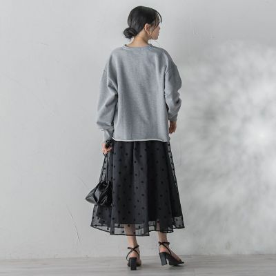 WEB限定】麻調シアーフロッキードットスカート | Droite