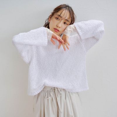 ＜Droite lautreamont (Women)＞メッシュニットプルオーバー≪手洗い可能≫