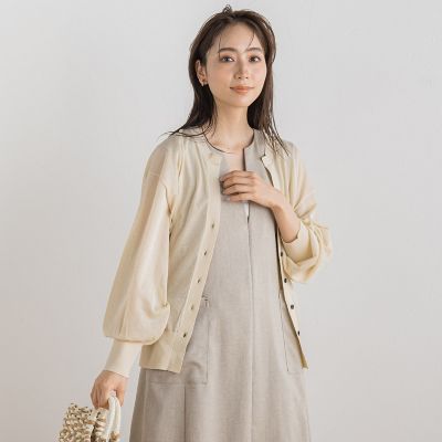 キーネックシアーカーディガン≪手洗い可能≫