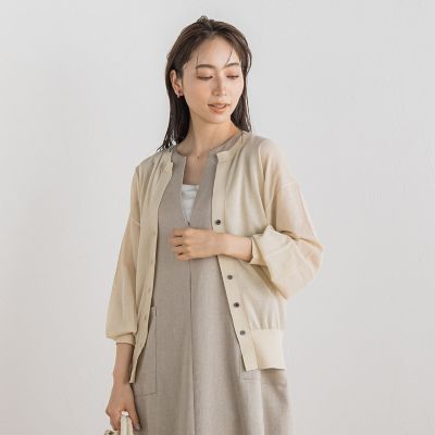 キーネックシアーカーディガン≪手洗い可能≫