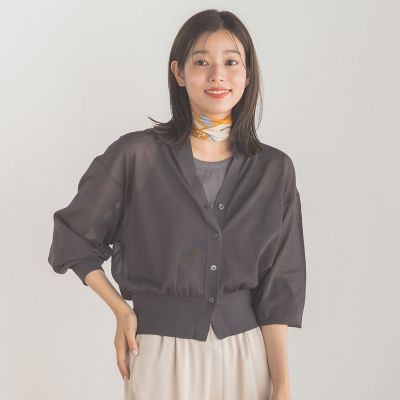 キーネックシアーカーディガン≪手洗い可能≫