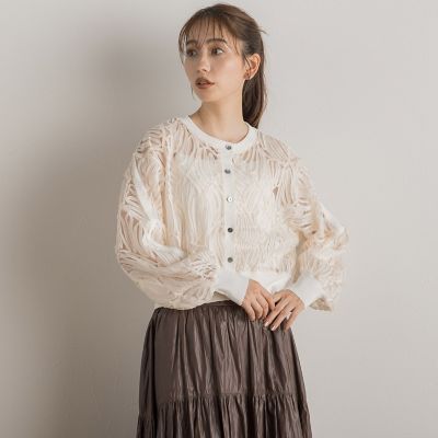 シアー刺繍カーデ