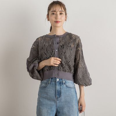 シアー刺繍カーデ