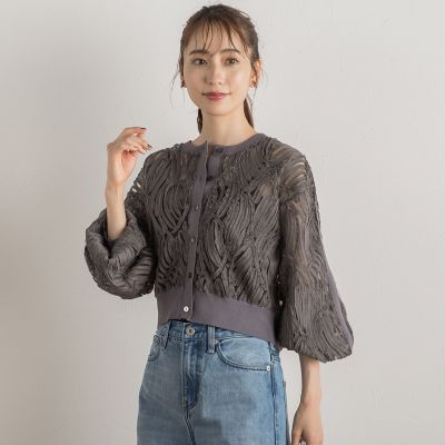 シアー刺繍カーデ