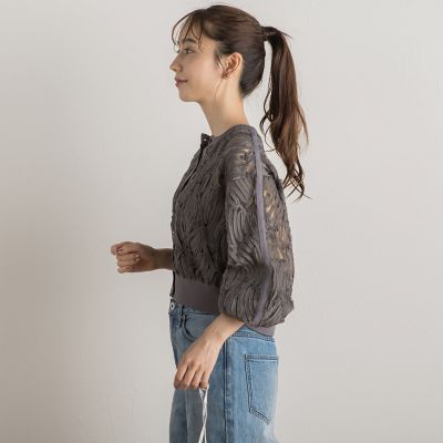 シアー刺繍カーデ
