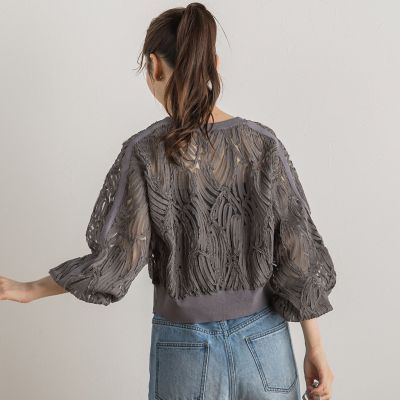 シアー刺繍カーデ