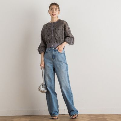 シアー刺繍カーデ