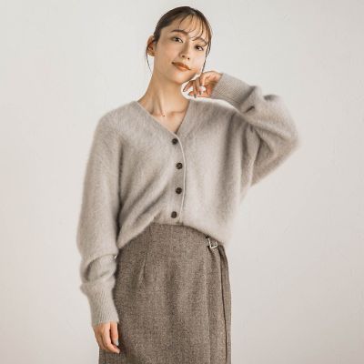 midori 様AURALEE クロップドリブカーディガン　Vネック　ブラウン AURALEE 】クロップドリブカーディガン Vネック ブラウン サイズ