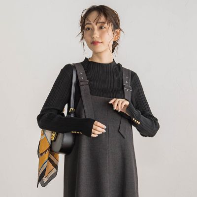 袖ボタンランダムリブプルオーバー≪手洗い可能≫