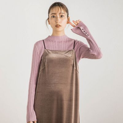 袖ボタンランダムリブプルオーバー≪手洗い可能≫