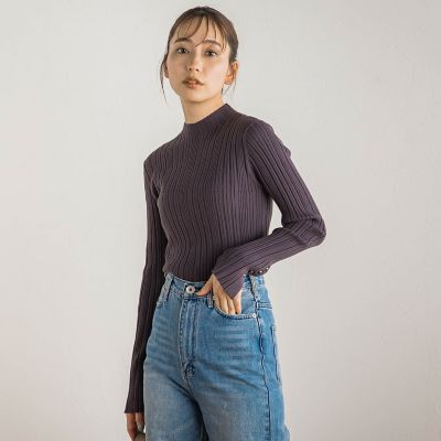 袖ボタンランダムリブプルオーバー≪手洗い可能≫