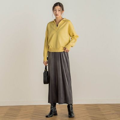 襟付きスキッパーニットプルオーバー≪手洗い可能≫ | Droite