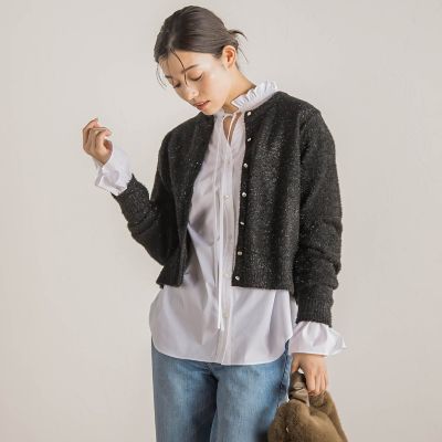 フィルムヤーンカーディガン≪手洗い可能≫