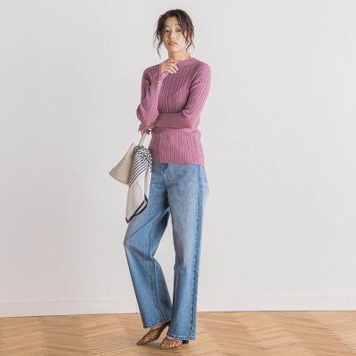 NEW 袖ボタンランダムリブプルオーバー≪手洗い可能≫ | Droite