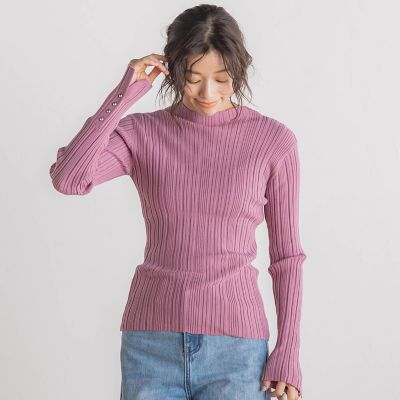 NEW 袖ボタンランダムリブプルオーバー≪手洗い可能≫ | Droite