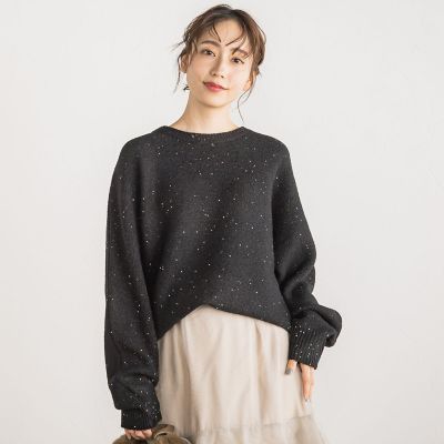 ＜Droite lautreamont (Women)＞【ＷＥＢ限定】スパンコールラメニット≪洗濯機で洗える≫