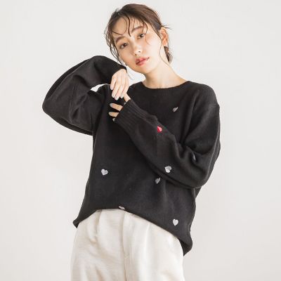 ＜Droite lautreamont (Women)＞【ＷＥＢ限定】ハート刺繍ニット≪手洗い可能≫