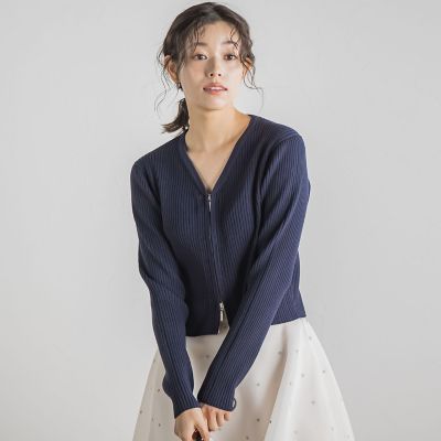 ダブルＺＩＰ　Ｖカーデ≪手洗い可能≫