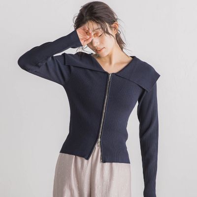 当季大流行 RIB襟付きZIPカーデ≪手洗い可能≫ lautreamont Droite | カーディガン