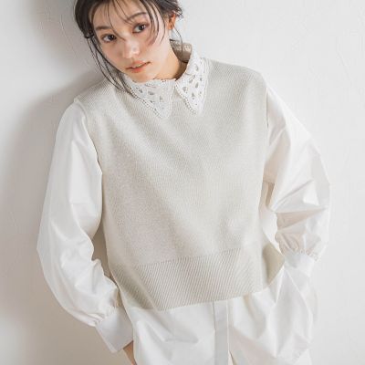 Droite lautreamont (Women)/ドロワットロートレアモン ラメ片畦ベスト≪手洗い可能≫