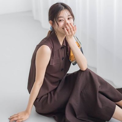 ポロ襟ノースリーブニット≪手洗い可能≫