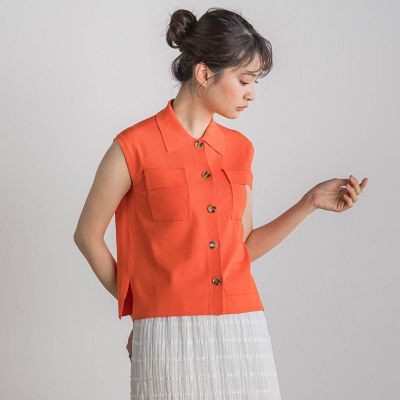 ＜Droite lautreamont (Women)＞ポロ襟ノースリーブニット≪手洗い可能≫