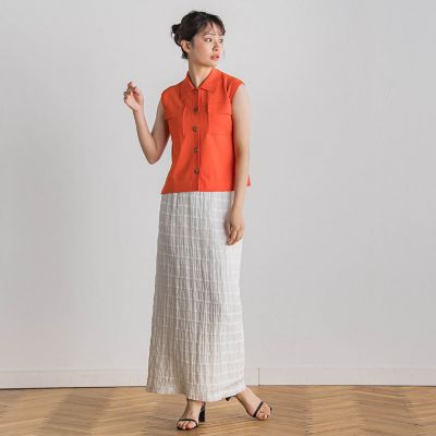 ポロ襟ノースリーブニット≪手洗い可能≫