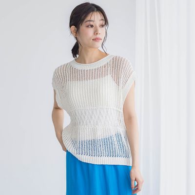 ＜Droite lautreamont (Women)＞メッシュニットベスト≪手洗い可能≫