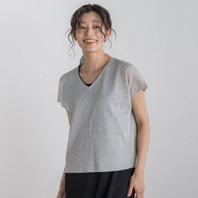 ラメフレンチスリーブプルオーバー≪手洗い可能≫