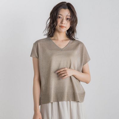 ラメフレンチスリーブプルオーバー≪手洗い可能≫