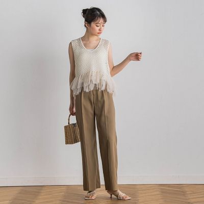 裾チュールメッシュベスト≪手洗い可能≫