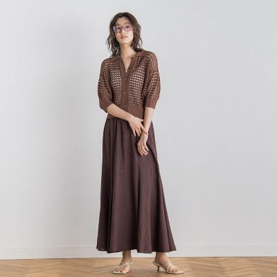 襟付きメッシュニット≪手洗い可能≫