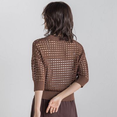 襟付きメッシュニット≪手洗い可能≫