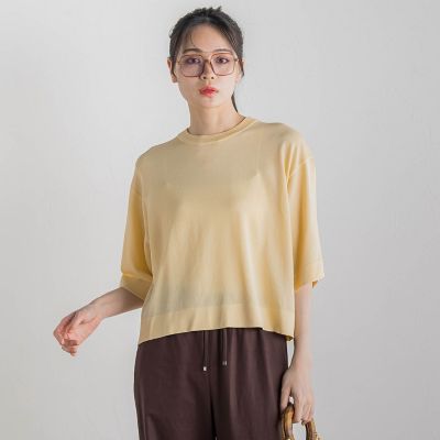 【SALE】Droite lautreamont (Women)/ドロワットロートレアモン ワイドTニット&#8810;手洗い可能&#8811; 08イエロー トップス【三越伊勢丹/公式】