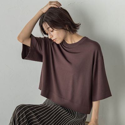 【SALE】Droite lautreamont (Women)/ドロワットロートレアモン ワイドTニット&#8810;手洗い可能&#8811; 10ブラウン トップス【三越伊勢丹/公式】