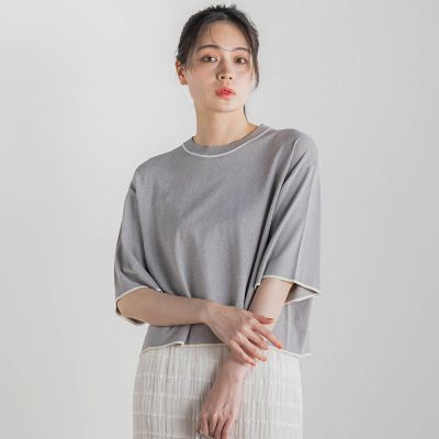 【SALE】Droite lautreamont (Women)/ドロワットロートレアモン ワイドTニット&#8810;手洗い可能&#8811; 13ライトグレー トップス【三越伊勢丹/公式】