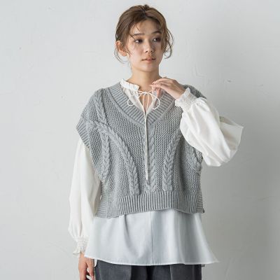 メッシュケーブルニットベスト≪手洗い可能≫ | Droite lautreamont