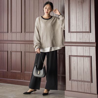 メッシュ柄レイヤードニット≪手洗い可能≫ | Droite lautreamont