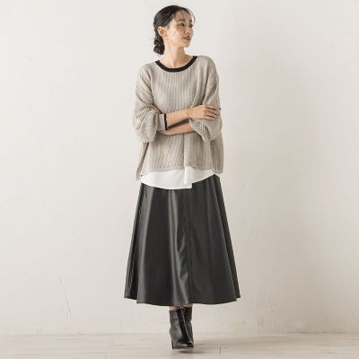 メッシュ柄レイヤードニット≪手洗い可能≫ | Droite lautreamont 