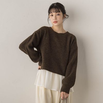 ＜Droite lautreamont (Women)＞【ＷＥＢ限定】メランジライク天竺ニット≪手洗い可能≫