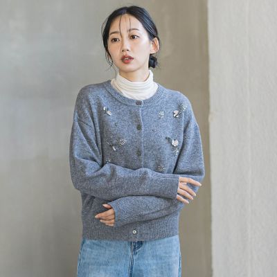ビジュー刺繍カーディガン≪手洗い可能≫ | Droite lautreamont (Women