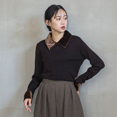 ベロア襟付きニット≪手洗い可能≫ | Droite lautreamont (Women
