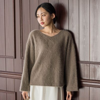 ＜Droite lautreamont (Women)＞ＦＯＸ／ＣＡＳＨＭＥＲＥニット≪手洗い可能≫