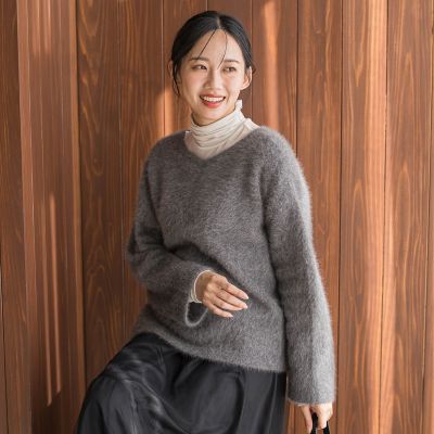 she tokyo ニット Alma Fur Cashmereチャコールグレー FOX／CASHMEREニット≪手洗い可能≫ | Droite lautreamont