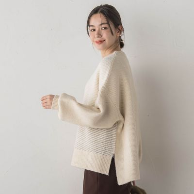 シャギージャカード切替えニット≪手洗い可能≫ | Droite lautreamont