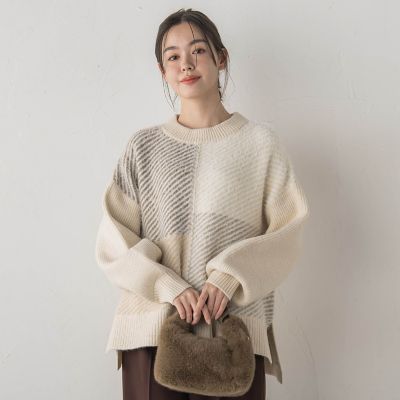 シャギージャカード切替えニット≪手洗い可能≫ | Droite lautreamont